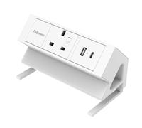 Fellowes Power Desk Socket with 1 Power Socket 1 USB-A & USB-C Ports White