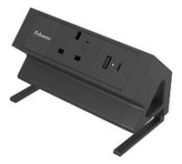 Fellowes Power Desk Type G Clamp Fit 1x230v 1xUSB-A 1x USB-C Socket 2m