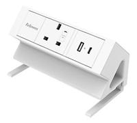 Fellowes Power Desk Socket with 1 Power Socket 1 USB-A & USB-C Ports White