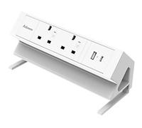 Fellowes Power Desk 2 Socket with 2 Power Sockets 1 USB-A & USB-C