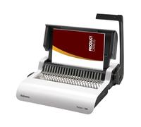 Fellowes Binding Machine - Pulsar+ 21-Hole, 300 Sheet Manual Paper Punch Comb Binder Machine with Starter Kit 10 Comb Bindings - Ideal for Small Office Use - White/Grey