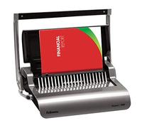 Fellowes Quasar+ Binding Machine for Office - 21-Hole, 500 Sheet Manual Paper Punch Comb Binder Machine with Starter Kit 10 Comb Bindings - Ideal for Office Use - Silver
