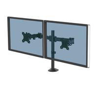 Fellowes Reflex Dual Monitor Arm - Dual Monitor Mount for 8KG 27 Inch Screens - Adjustable Monitor Desk Mount - Tilt 45° Pan 180° Rotation 360°, VESA 75 x 75/100 x 100 - Black