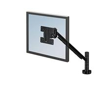 Fellowes Smart Suites Single Monitor Arm - Ergonomic VESA Compliant Adjustable Monitor Stand with Tilt, Swivel, Rotation Functions and Cable Management System - Max Monitor Size 21" - Max Weight 9KG, Black, Standard
