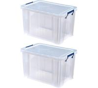 BANKERS BOX ProStore Storage Box 26L - 2 Pack - Heavy Duty Stackable Plastic Storage with Clip-Lock Lid - BPA-Free and Recyclable - Office, Home, Garage