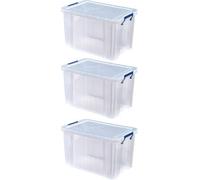 BANKERS BOX ProStore Storage Box 26L - 3 Pack - BPA-Free Heavy Duty Plastic Storage with Clip-Lock Lid - Stackable and Recyclable - Multi-Purpose Office and Home Use