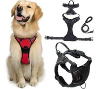 Fellstern Anti-Pull Harness with Traction Rope, Reflektierendes Hundegeschirr für Hunde Ohne Choke, Kontrolle Ohne Ziehen - für Hunde Jeder Größe, für Entspanntes Spazierengehen(Black,XL)