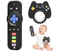 Felly 2 Pack Baby Teething Toys for 3-12 Months, Babies Rattles Teether Sensory Toys, Silicone Remote Control Chew Toy with Rattle Ring, Baby Shower Gifts for Newborn Infant Boys Girls