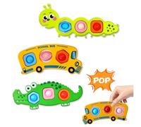 Felly 3 PCS Fidget Popper Sensory Toys for Toddler 1-3 Year Old, Push and Pop it Game, Travel Sensory Toy for Babies, Montessori Early Development & Educational Games for 12-18 Months Boys Girls