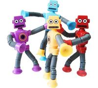 Felly 4 Pcs Robot Pop Tubes Toys for Kids, Stress Relief Sensory Game for Kids Telescopic Tube, Stretchy Toy for Boys Girls Birthday Gifts Party