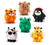 Felly 6 PCS Animal Suction Popper Travel Toys, Toddler Pop It Fidget Toys, Silicone Sensory Animals for Kids with Autism, Party Favors Gifts for Boys and Girls 1 2 3 Year Old