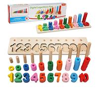 Felly Early Educational Counting Toys Montessori Wood Blocks Puzzle Math Sorting Stacking Number Board Fishing Pole Game Play Set Learning for 3 4 5 6 years Olds Toddler Kids