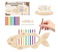 Felly Fish Color Sorting Stacking Toys for 3+ Years Old, Baby Wooden Montessori Educational Toys, Fine Motor Sensory Matching Game for 3 4 5 Children Kids Preschool Boys and Girls