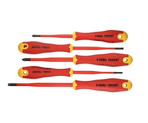 Felo 0715762743 E-Slim Insulated Screwdriver Set, Slotted & Phillips (5 Piece)