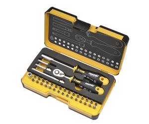 Felo 4007157615572 0715761557 R-Go Screw Driver with Bitholder and 1/4-Inch Ratchet Black and Yellow, 36-Piece