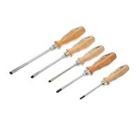 Felo 5-Piece Screwdriver Set, Beechwood Handles, Cr-Mo Steel Blades, Slotted & Phillips, Made In Germany