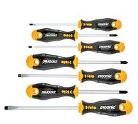 Felo 7-Piece Ergonic Screwdriver Set, Includes Hex and Cross Slot Screwdrivers, Shock-proof Core, High-performance, Model 00040097118