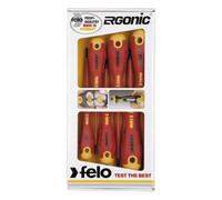 Felo 07157 53169 Ergonic Insulated Slotted & Phillips Screwdrivers, Set of 6