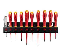 Felo Screwdriver Set XL E-Slim VDE with Tool Holder 10-Piece SL, PH, PZ, Tx