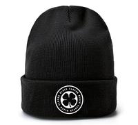 FELOTA Black Clov-er Beanie Hat Men, Stretchy Roll up Edge Printed Beanie, Lightweight Beanie Cap, Gifts for Teenage Boys-Black-B||1 Piece