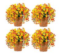 FelRelWel Artificial Morning Glory Flowers Plants for Outdoor,4 Pcs Hanging Fake Hanging Glory Flower for Front Porch Decor Wedding Corridor Yard Gardens Patios Balconies Faux Decorations Orange