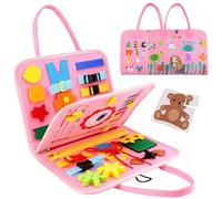 Felt Activity Book, Kids Sensory Toy, Fine Motor Skill Builder, Preschool Life Skills Game for Children Boys Girls Home Road Trip Entertainment, 11.02x9.06x1.18 Inches, Pink, 260g