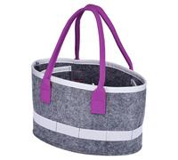 Felt Bag for Women, Felt Bag with Handles, Oval Felt Picnic with Bag, Foldable Cosmetic Container, Children's Travel Toy Organiser, Picnic Bag with Handles for Work and Outdoor Use, purple, see
