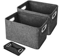 Felt Basket Storage, 2 Pack Foldable Felt Storage Boxes with Handle, Kitchen Cabinet Organiser Basket for Shelves Cupboards Home Office, 30 x 20 x 20 CM