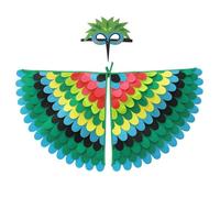 Felt Bird Capes & Wings, Kids Bird Costume Set with Felt Eye Mask, Adjustable Fairy Fancy Dress Up Peacock Flamingo Cape for Theme Party Carnival Halloween Cosplay