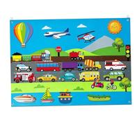Felt Board for Toddlers City Theme Wool Felt Board Story Set with Cars, Planes, Ships & More Portable Interactive Felt Board for Children's Educational Toys,Felt Board