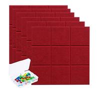 Felt Board Tiles 9 Palace Grid Self-Adhesive Felt Board Wall Tiles with 35 Pins, Message Board Display Board Bulletin Board (Color : Red, Size : 6pcs)
