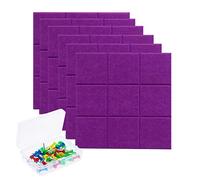 Felt Board Tiles 9 Palace Grid Self-Adhesive Felt Board Wall Tiles with 35 Pins, Message Board Display Board Bulletin Board (Color : Purple, Size : 6pcs)