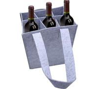 Felt Bottle Tote - 25x18x16cm Dark Gray/Light Gray/Wine Red 1 Set, Portable Carrier with Handles | Perfect for Picnic Wedding Travel Birthday Party Tasting Storage Bottle Holder Convenient