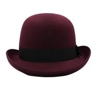 Felt Bowler Hat for Men Women Wool Felt Material Solid Satin Band Classic Derby Hat Fedora Party Costume Hat Accessories (Coral Red, ONE Size)