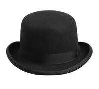 Felt Bowler Hat for Men Women Wool Felt Material Solid Satin Band Classic Derby Hat Fedora Party Costume Hat Accessories (Black, ONE Size)