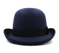 Felt Bowler Hat for Men Women Wool Felt Material Solid Satin Band Classic Derby Hat Fedora Party Costume Hat Accessories (DEEP Blue, ONE Size)