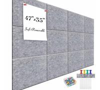 Felt Bulletin Board Felt Wall Tiles 12 Pack- 47"x35" Large Cork Board/Cork Tiles Alternative Safe Removable Felt Boards for Walls Felt Board for Office Felt Pin Board Light Gray