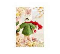 Felt Bunny Christmas Tree Decoration, Festive Season Ornament, Hanging Felt Rabbit, Stocking Filler, Hanging Felt Animal, Christmas Baubles, Festive Decor Ornament 16 x 4 x 8 cm