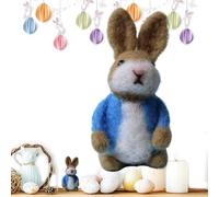 Felt Bunny - Handmade Bunny Wearing Colorful Jacket | Crochet Easter Decoration Animal Figurines | Miniature Wool Sculptures With Soft Texture, Adorable Basket Fillers, Springtime Ornament For Shelf