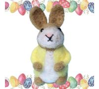 Felt Bunny - Handmade Bunny Wearing Colorful Jacket | Crochet Easter Decoration Animal Figurines | Miniature Wool Sculptures With Soft Texture, Adorable Basket Fillers, Springtime Ornament For Shelf