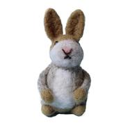 Felt Bunny Plush - Handmade Crochet Animal, Cute Felted Rabbit Wearing Colorful Jacket, Easter Basket Stuffer, Holiday Home Decor, Animal Figurine for Nursery Party Decoration or Craft Display