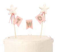 Felt Bunting Gold Glitter Cake Topper - First Birthday Party Decorations,1st Star Glitter Cake Bunting Topper,One Year Old Photo Prop (PINK TWO)