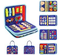 Felt Busy Board for Toddlers Montessori Busy Board Baby Busy Book for 1 2 3 4 Year Old Educational Sensory Activity Board for Learning Fine Skills, Travel Toys for Car, Gifts for Girls Boys (blue)