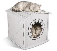 Felt Cat House for Indoor Cats, Warm Enclosed Cat Cave Bed with Thick Thermal Insulation, Scratch-Resistant Pet Hideaway and Cozy Kitten Condo for Winter Comfort, Easy Clean, 40x37x40cm