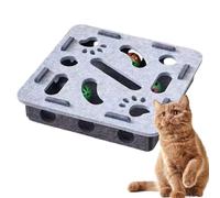 Felt Cat Puzzle Maze, Interactive Cat Puzzle Box, Cats Intelligence Maze Box with Funny Bell Ball, Cats Scratch Toy for Claw Care, Hunting (Gray, Square)