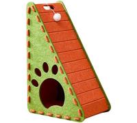 Felt Cat Scratcher 12x16x24" Triangular Cat Scratcher with Plush Ball & Inner Bed Non-Shedding Scratch-Resistant Kitten Scratching Board for Indoor, Green and Orange