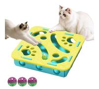 Felt Cat Toy Maze Box,Cat Puzzle Felt Maze Box Toys, Interactive Nail File Scratch with 3 Bell Balls, Stimulate Kittern Energy and Instincts (yellow,Square)