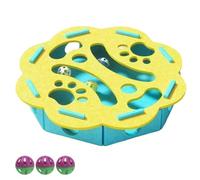 Felt Cat Toy Maze Box,Cat Puzzle Felt Maze Box Toys, Interactive Nail File Scratch with 3 Bell Balls, Stimulate Kittern Energy and Instincts (yellow,Flower)
