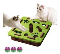 Felt Cat Toy Maze Box,Cat Puzzle Felt Maze Box Toys, Interactive Nail File Scratch with 3 Bell Balls, Stimulate Kittern Energy and Instincts (green,Square)