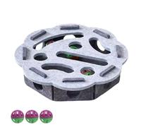 Felt Cat Toy Maze Box,Cat Puzzle Felt Maze Box Toys, Interactive Nail File Scratch with 3 Bell Balls, Stimulate Kittern Energy and Instincts (gray,Flower)